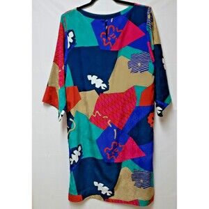 Women's VTG  Jaymee Papell Multicolor 3/4 Sleeve Midi Summer Dress Sz 12 NWOT